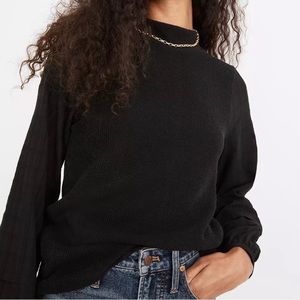 Madewell Weavemix Mockneck Bubble-Sleeve Top